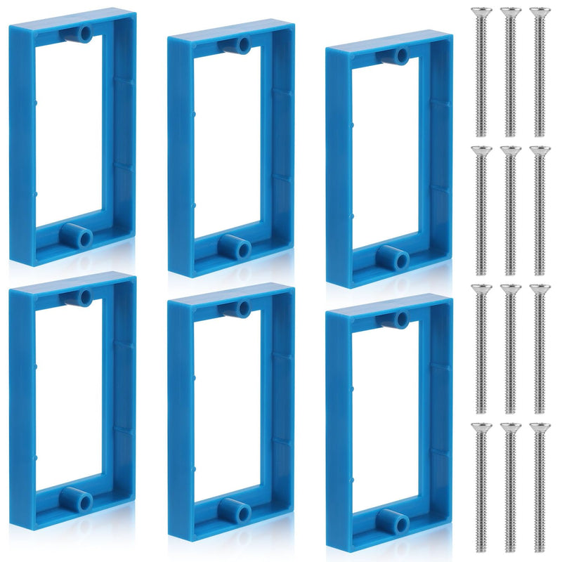 6pcs 1/2" Single Gang Receptacle Outlet Box Extenders, Electric Outlet Extender Box with 12 Screws Receptacle Extender for Electric Box and Electric Outlet Switches (Blue)