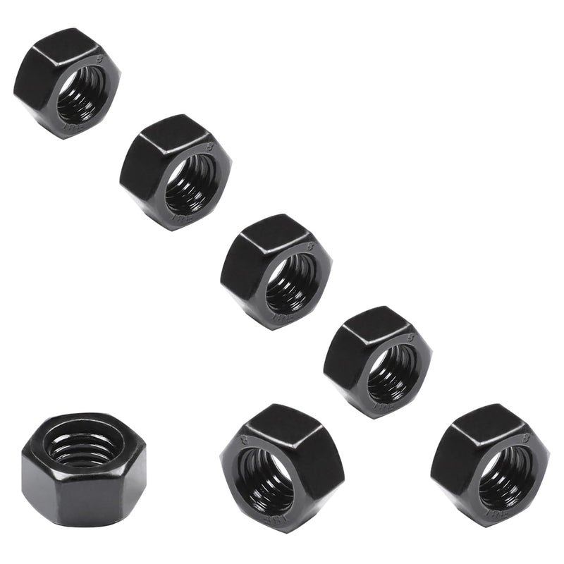 M8 Hex Nuts, 30Pcs M8 x 1.25mm Hexagon Nut, Carbon Steel, Black Oxide, Hex Drive, Grade 8.8, Metric, Right Hand, 13mm/0.5" Width, 6.5mm/0.25" Height, Replacement Wheel Nut with Plastic Case