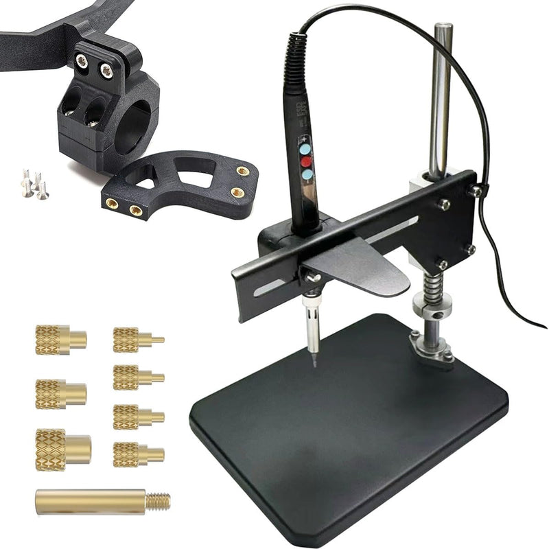 Heat Set Insert Press with Soldering Iron and M2-M8 Tips for Threaded Inserts Plastic and 3D Printing Components(LM Shaft)
