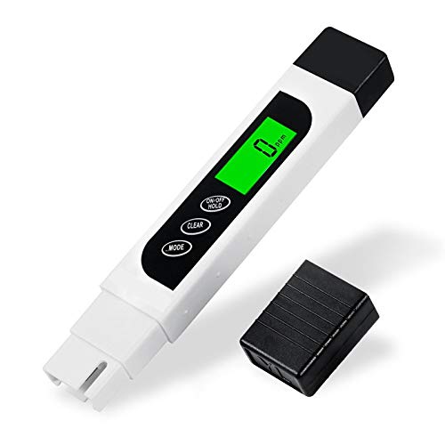 TDS Meter, 3 in 1 TDS, EC & Temperature Meter, Accurate Reliable PPM Meter, Digital Water Testing Kits for Drinking Water Quality White