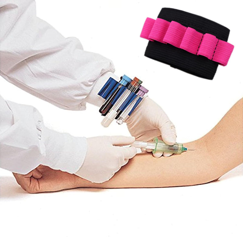 3 Pack Phlebotomy Tube Holder Wristband Blood Draw Tube Bracelet Strap Hold 8 Phlebotomy Tubes Phlebotomist Accessories, Pink
