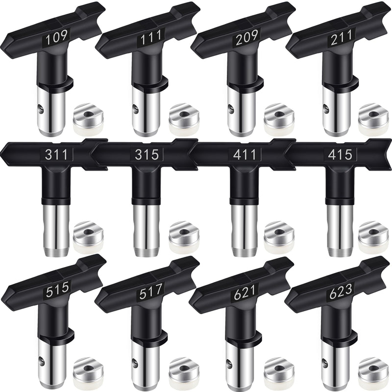 Airless Paint Sprayer Tips Reversible Spray Nozzle Tip Airless Spraying Machine Parts for Fences Garden Car Home 12 Pieces - 109,111,209,211,311,315,411,415,515,517,621,623