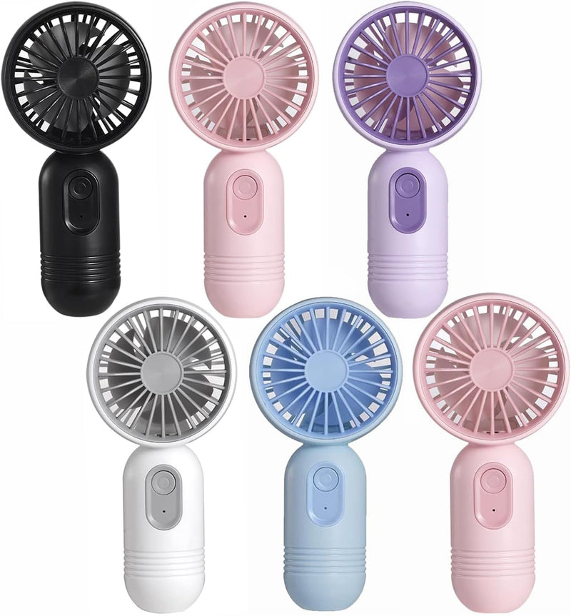 Mini Portable Fan 6 Pack, Cute Handheld Battery Operated Lightweight Personal Fan With 3 Speeds and USB Rechargeable Eyelash Design for Stylish Girl Kids Women Men Office Outdoor Travel Camping Black & Pink*2 & White & Purple & Blue