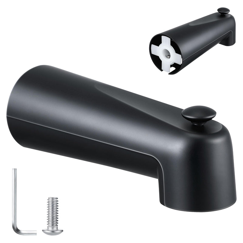 Enhon 7 Inch Slip on Tub Spout with Diverter, Compatible with Moen 3839/Moen 3853, Bathtub Diverter Spout Fits 1/2" Copper Water Tube(5/8" Diameter), 5/32" Hex Wrench(Matte Black,Classic) Matte Black Classic