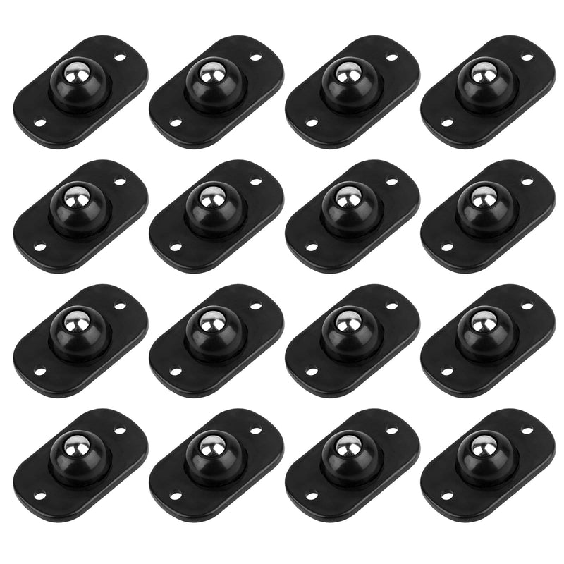 16 Pcs Self Adhesive Mini Caster Wheels 360° Swivel Mini Appliance Rollers Smooth Rotation Appliance Ball Sliders Universal Wheel Transfers for Storage Box Small Furniture Kitchen Appliances (Black)