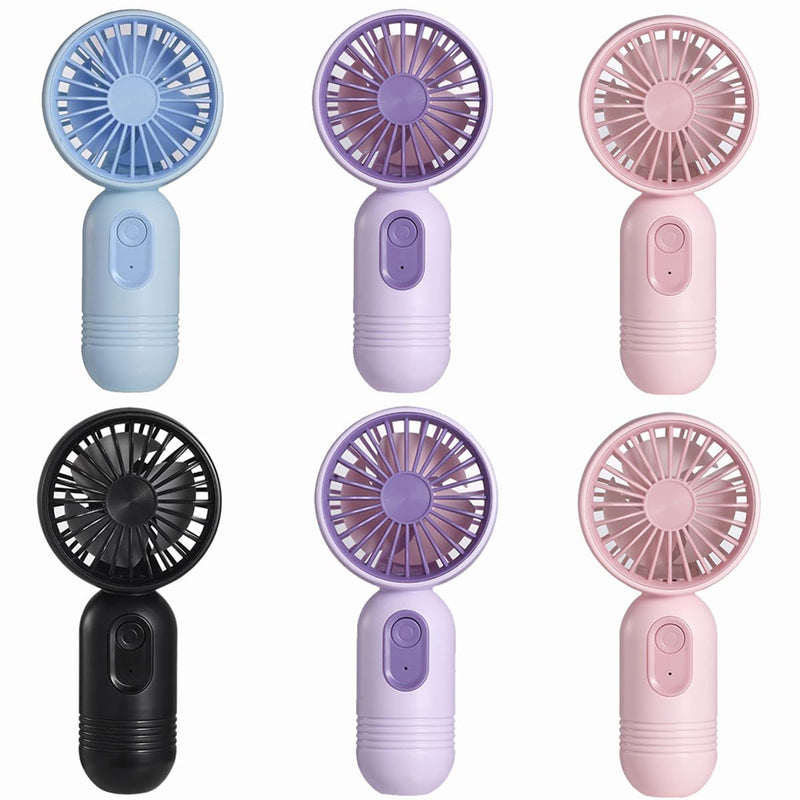 Mini Portable Fan 6 Pack, Cute Handheld Fan Battery Operated Lightweight Small Personal Fans with 3 Speeds and USB Rechargeable Eyelash Fans for Women Men Office Outdoor Travel Camping Black & Blue & Pink*2 & Purple*2