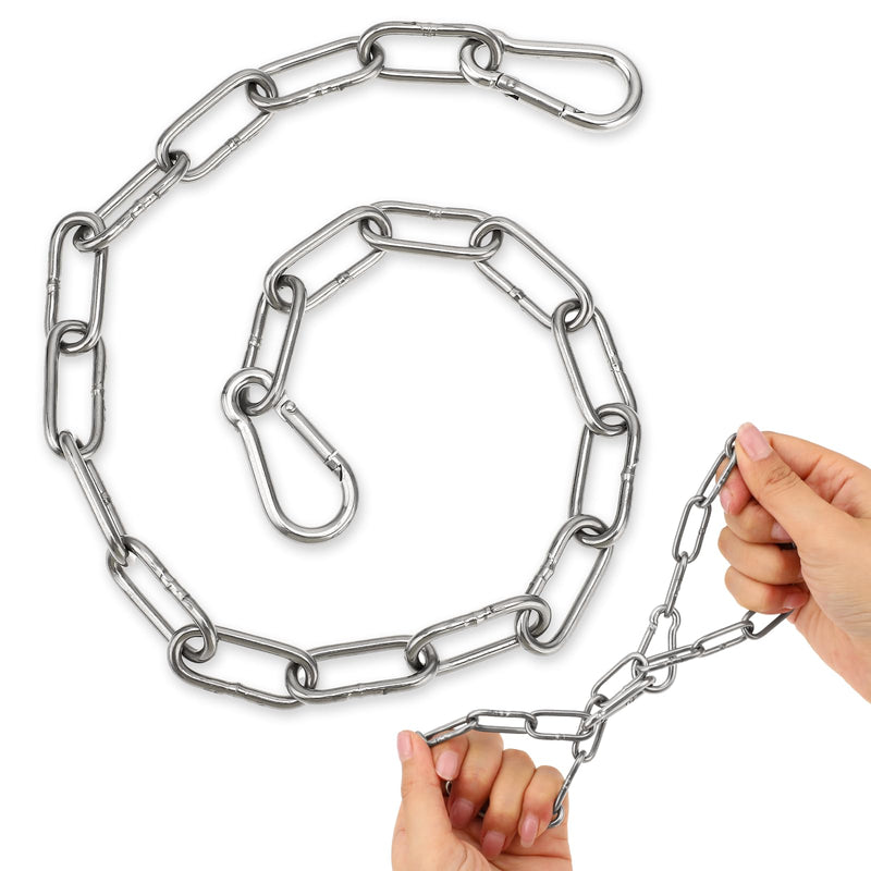 Gate Chain Lock, 20 Inch Stainless Steel Gate Chain Link Chain Lock for Outdoor Fences, Hanging Chain ANG Lock for Home Outdoor Camping Hanging Pet Chain Prevention Theft