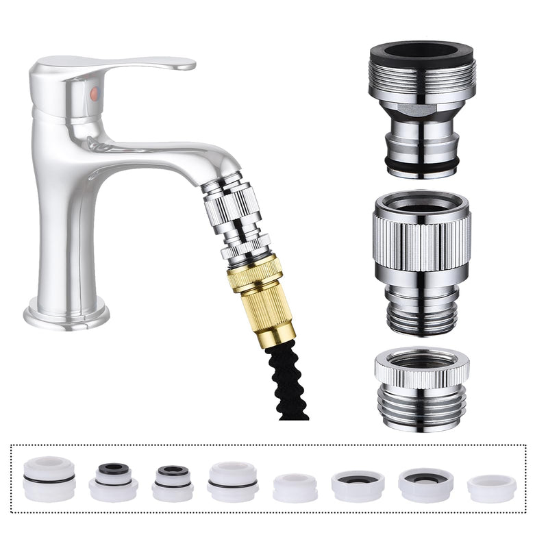 Kitchen Sink Faucet Quick Connector, Sink Faucet to Garden Hose Adapter, Dishwasher/Washer Snap Coupling Adapter, Faucet to Hose Adapter for Kitchen/Bathroom/Shower Hose faucet adapter-B