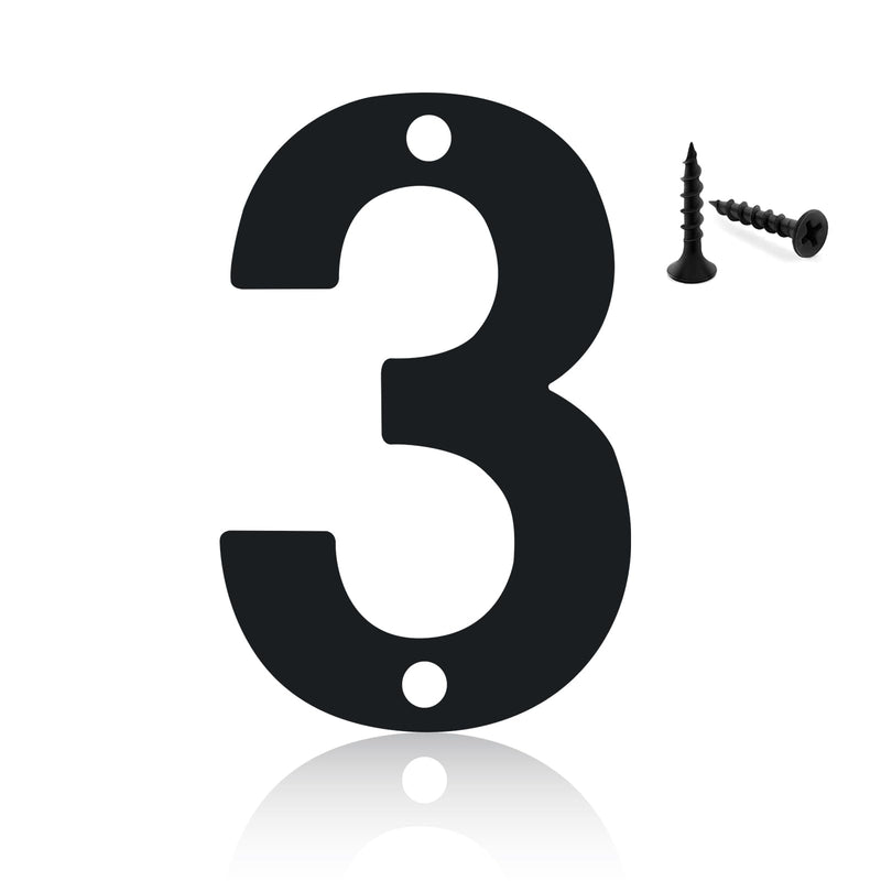 Modern House Numbers for Outside,Mailbox Numbers and Letters,3inch Metal Black Address Numbers,Garden Door Mailbox Decor Number,Custom House Number Sign with Screws (Black-3, 3inch) Black-3