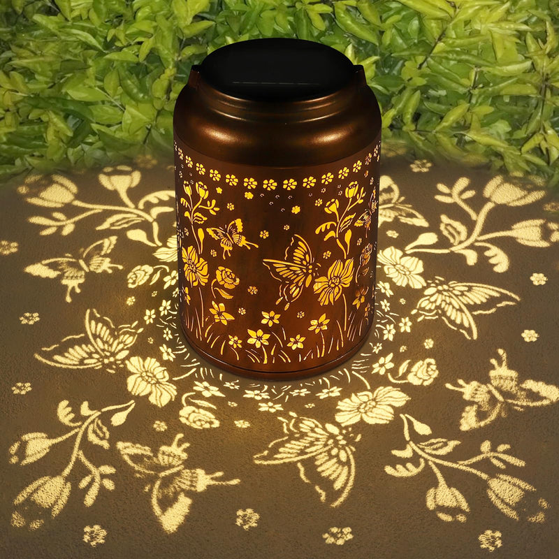 Solar Lantern Outdoor Hanging Lights Christmas Birthday Gifts for Women Mom and Grandma Butterfly Flower Metal Garden Decor Outside Waterproof LED Solar Lanterns for Patio, Yard, Pathway,Landscape Style_01-Butterfly