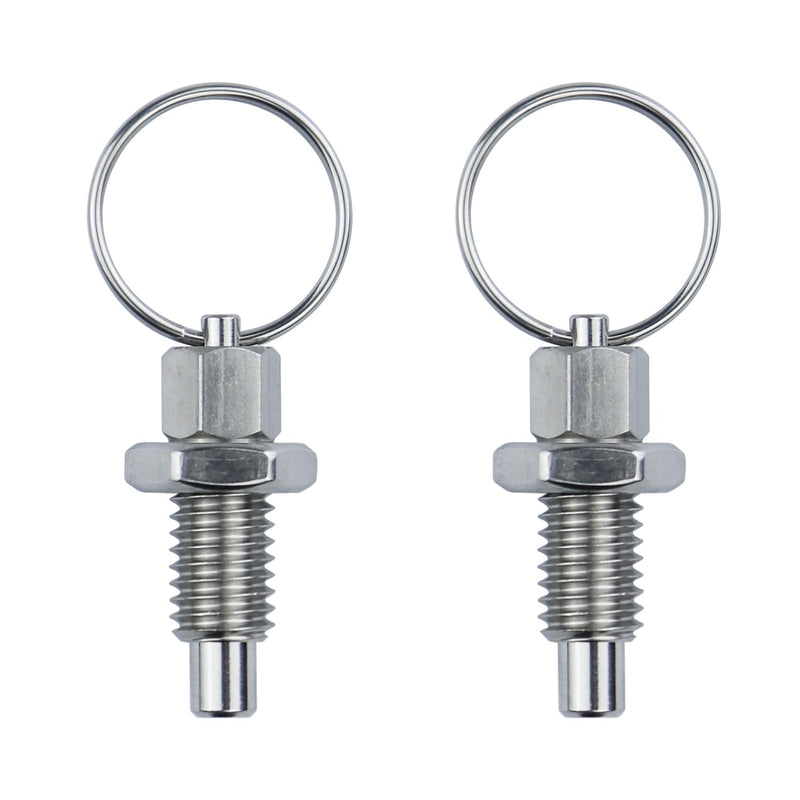 2pcs Spring Plunger Indexing Pin with Pull Ring Spring Loaded Plunger Non Lock- Out Knob Plunger Press for Moulds Chassis Cabinet Industrial Equipment and Appliance M8