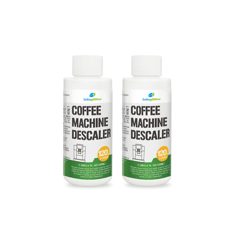 Descaling Solution (2 Pack, 2 Uses Per Bottle) – Coffee Maker Cleaner for Keurig, Nespresso, Delonghi and All Single Use Coffee and Espresso Machines