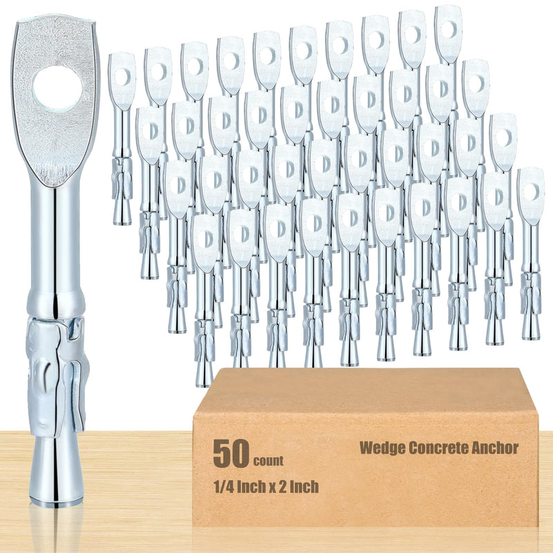 Pasimy 50 Pcs Eye Bolt Wedge Concrete Anchor 1/4 x 2 Inch Expansion Acoustical Ceiling Anchor Galvanized Carbon Steel Wedge Expansion Anchor for Ceiling Joists Hanging Hammocks Swing Chairs