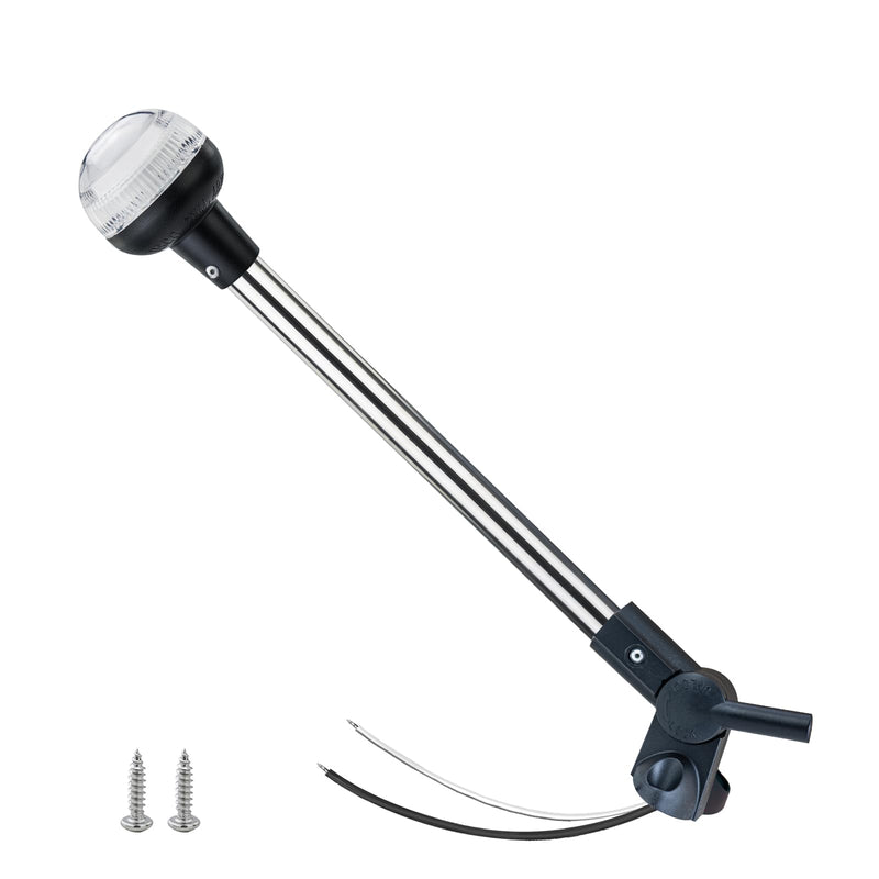 16 Inches Stern Light,Bimini Top Light,Navigation Lights,White Anchor Lights,Folding Base,USCG Certified 2NM,for Pontoon Boats