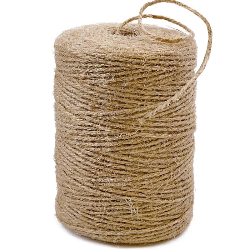 656 Feet 3Ply Jute Twine String, 2mm Natural Brown Thick Twine Rope for Crafts, Gardening, Tomato, Climbing Plant, Tie Floristry, Gift Wrapping Packing, Christmas, Wedding Decor 2mm-656ft
