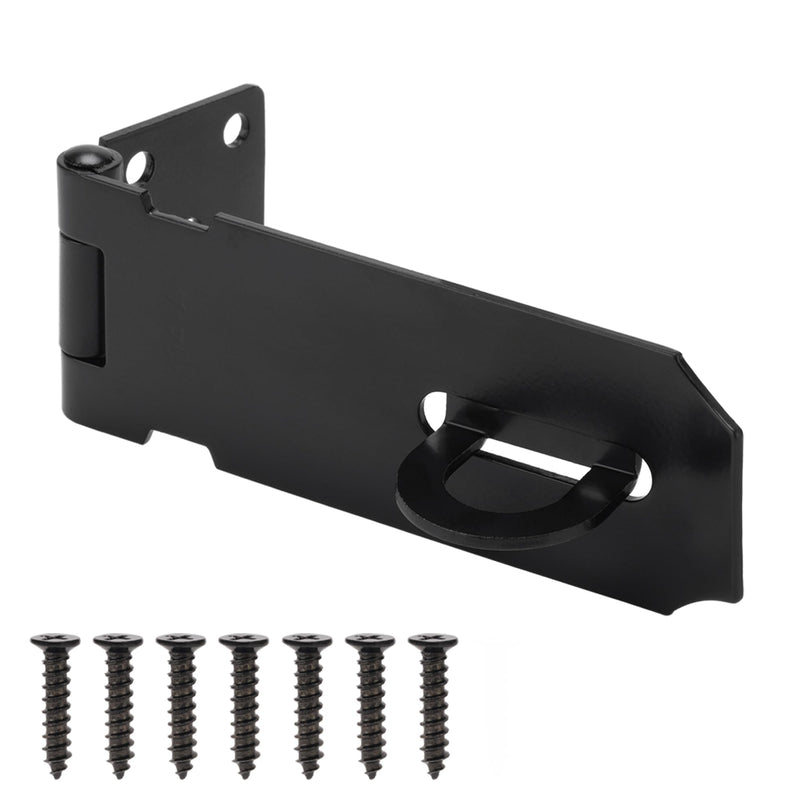 4 Inch Door Lock Hasp Latch, Security Packlock Clasp Hasp Lock Latch, Stainless Steel Gate Lock Hasp for Outdoor Fence Gate,Barn Door,Shed Closet Cabinet, Drawer, Black Finish with Screws, 1 Pack 4 Inch