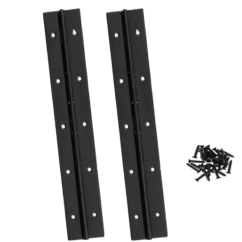 10-Inch Black Continuous & Piano Hinges - 2 PCS Heavy Duty Stainless Steel Butt Hinges with Hole - 0.05" Thickness, 2" Open Width - Ideal for Folding Cabinet Doors