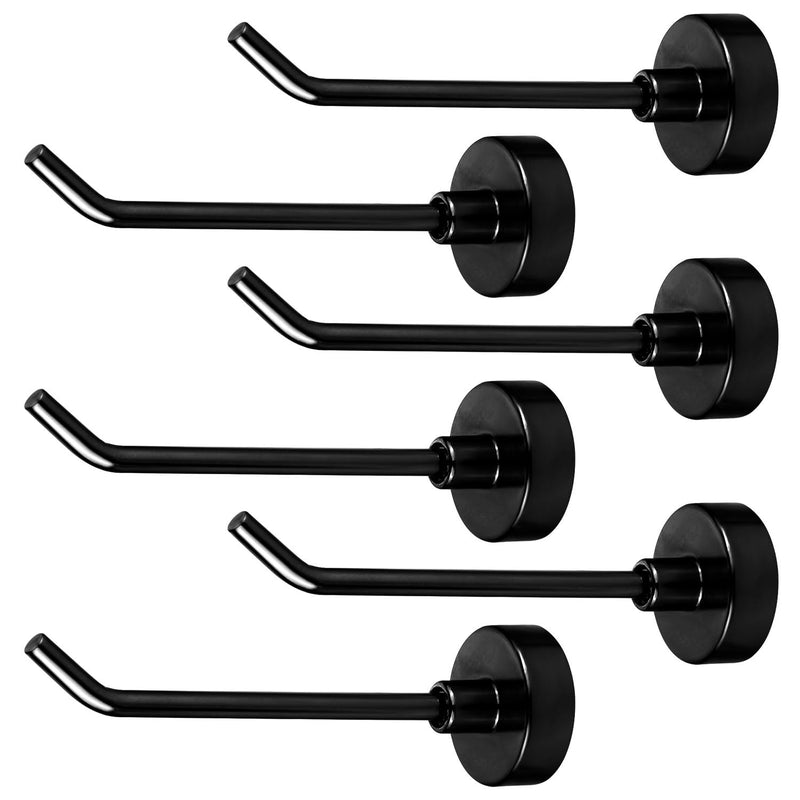 6pcs Magnetic Hooks, 1.7lb 3 Inch Long Heavy Duty Magnet Hooks Strong Magnetic Cruise Hooks Wall Hooks Magnetic Hangers for Cruise Ship Garage Kitchen Refrigerator (Black) Black