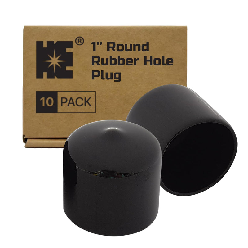 Cosmostar 1" Inch (25.4 mm) Round Rubber Hole Plugs - Durable Black End Caps for Metal Tubing, Fences, Chair & Furniture Legs | Easy Glide Protection & Secure 1" 10