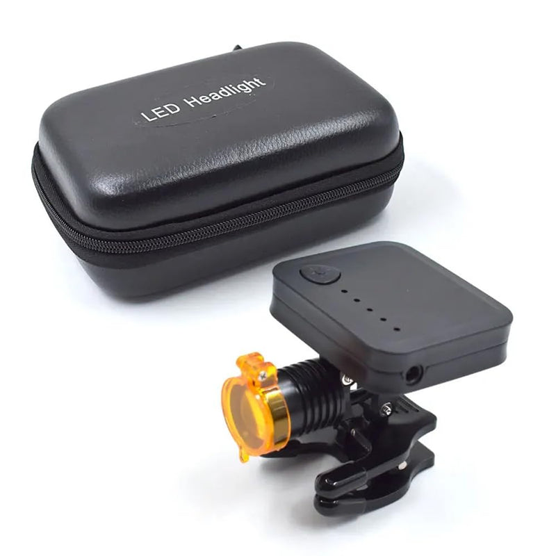Powerful LED Headlight Headlamp for Dental Loupes Wireless Medical Spotlight with Optical Filter Clip-on Design, Black