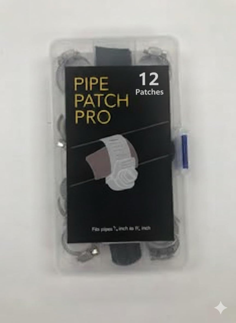 Emergency Pipe Repair Kit 12 Patches and Clamps -Quick Leak Fix for Water Pipes 1/4" to 1-1/4", Seal Leaks on Copper,Plastic & Metal Pipes.Straight Pipes,Elbows.No Water Shut Off