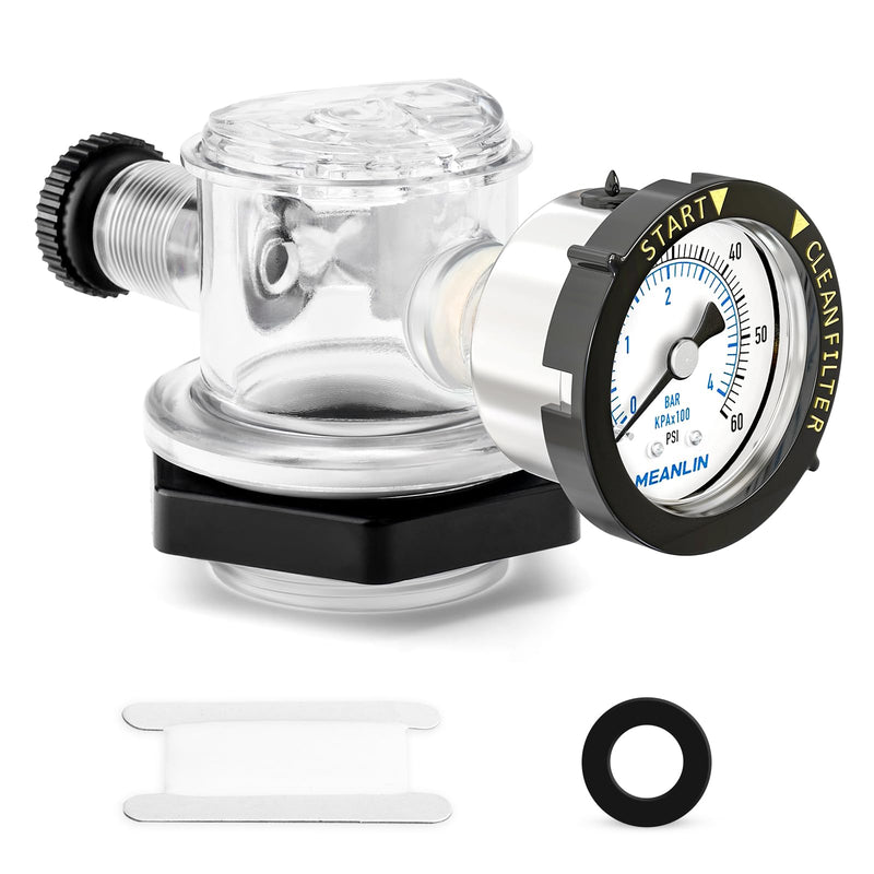 MEANLIN MEASURE 273564Z Manual Air Relief Valve Replacement for Pentair for Triton II, Triton C, TR100C and TR140C Pool Spa Sand Filters with 60Psi Steel Start and Clean Filter Pressure Gauge Back Mount