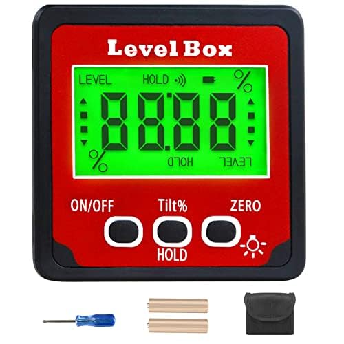 Digital Inclinometer Angle Finder Gauge, IP54 Digital Electronic Protractor Bevel Gauge, Inclinometer Angle Cube Level Box with LCD screen for Woodworking, Table Saw and etc