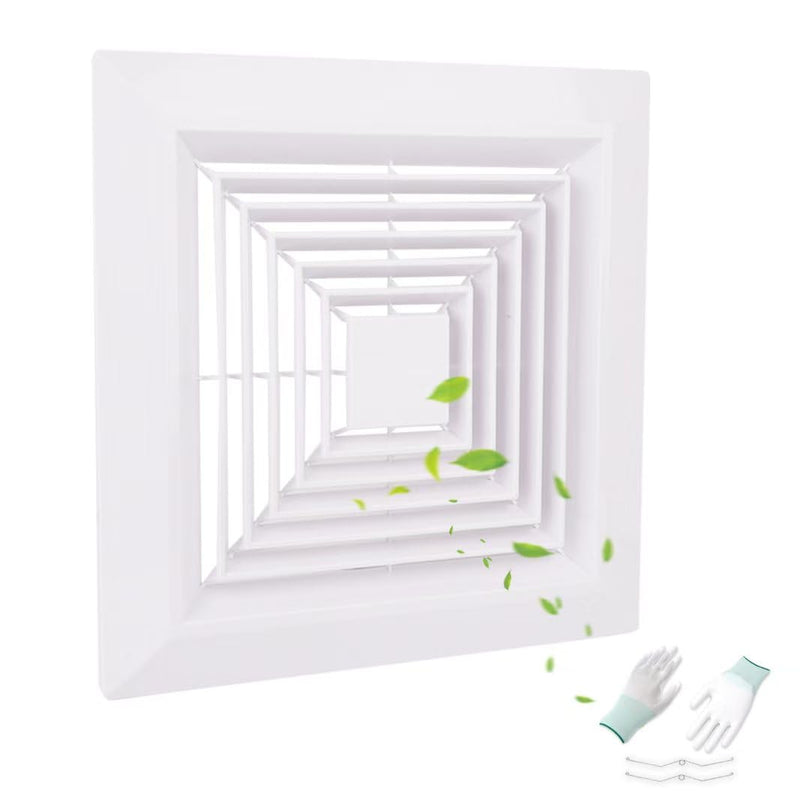 1-Piece(12"x12"Inches) Bathroom Exhaust Fan Cover with Spring, Square Ceiling or Wall Mounted Exhaust Fan, Ceiling Fan, Grille, Air Diffuser, Diverter Ventilation Hood, Replacement Accessories 12 X 12 inches 1