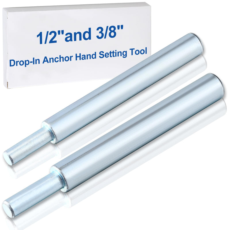 Hicarer 2 Pcs Drop in Anchor Tool Apply to 1/2 Inch and 3/8 Inch Internal Thread Drop in Anchor, Zinc Plated Steel Rod Drop in Anchor for Concrete, Stone Drop in Female Expansion Anchors
