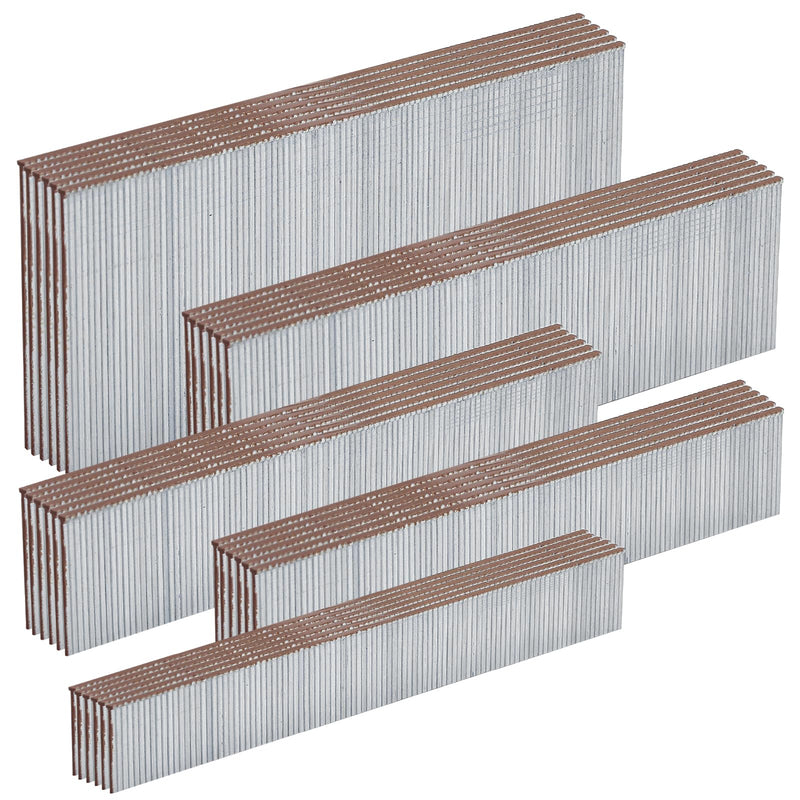 18 Gauge Galvanized Brad Nails Brown T-Head 5 Sizes 1500-Pack (5/8"+3/4"+1"+1-1/4"+2"),300 per Size, Assorted Size Project Pack, for Pneumatic, Electric 18GA Brad Nailer Gun assembly 1500