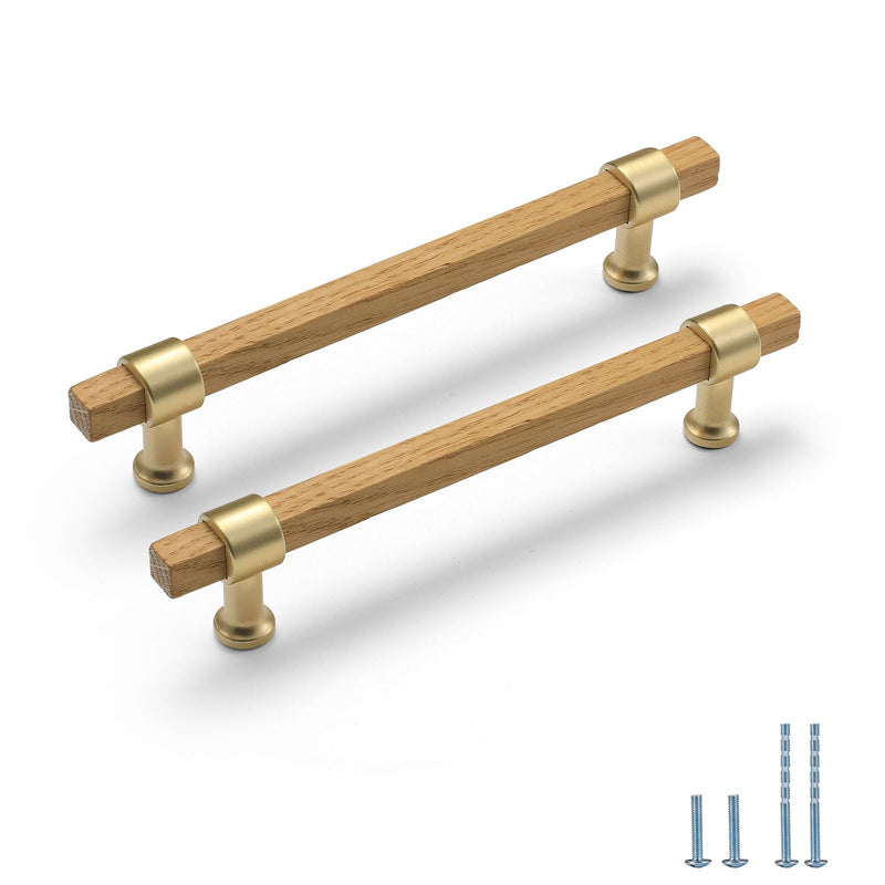 （4 Pack 3-3/4 Inch Hole Center Rovere Wooden Drawer Pulls Beech Wood Drawer Handles Wood Hardware for Cabinets Dressers Wood Cabinet knobs Wooden knobs for cabinets and Drawers 4 Log-96mm