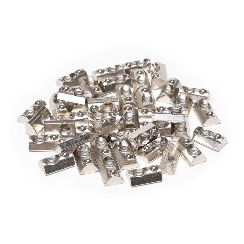 50 Packs M8 Thread T Spring Nut,Roll in T-Nut with Ball Spring,European Standard 40 Series Aluminum Slot Carbon Steel