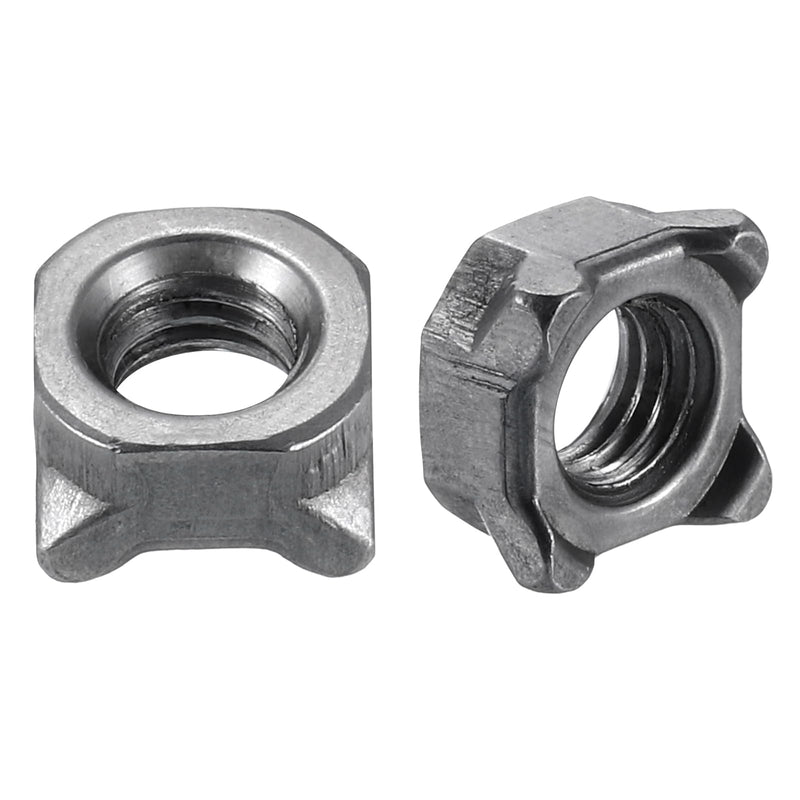 uxcell Weld Nuts, M6 Square UNC Carbon Steel Machine Screw Gray 100Pcs
