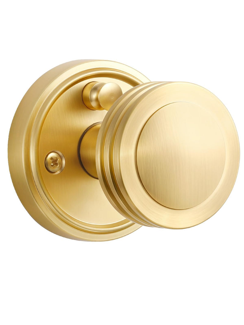 1 Pack Gold Door Knob Privacy Door Knobs Satin Brass Door Handle Interior Brushed Gold Door Knobs with Lock for Bedroom and Bathroom Zinc Alloy 1