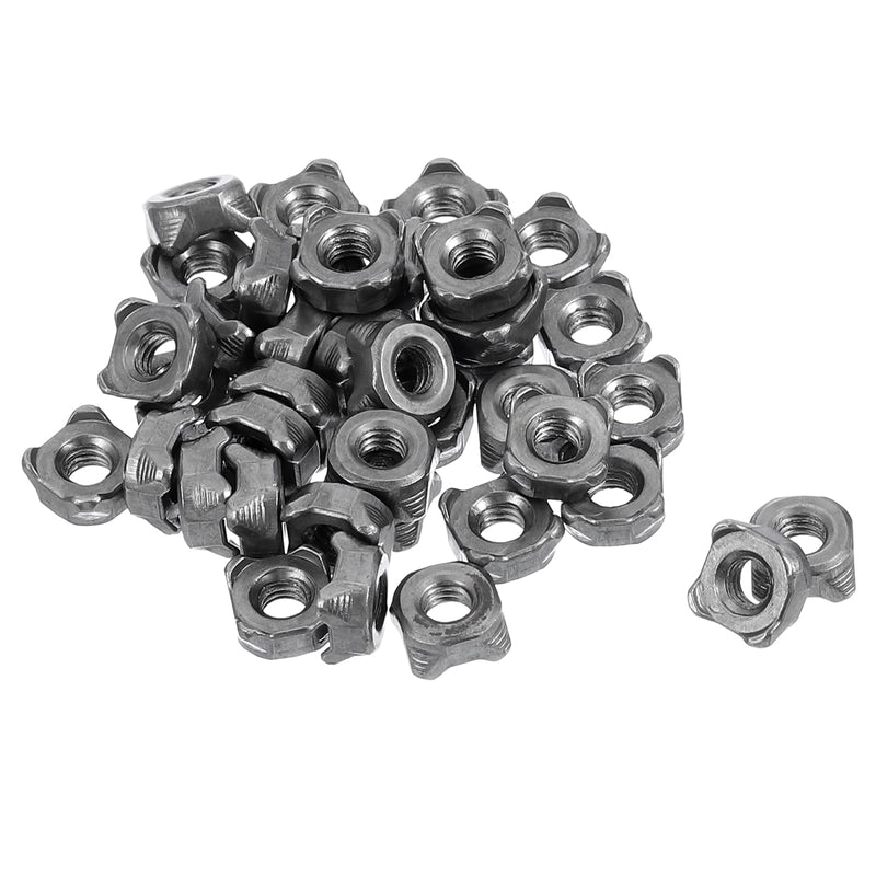 uxcell Weld Nuts, M4 Square UNC Carbon Steel Machine Screw Gray 40Pcs