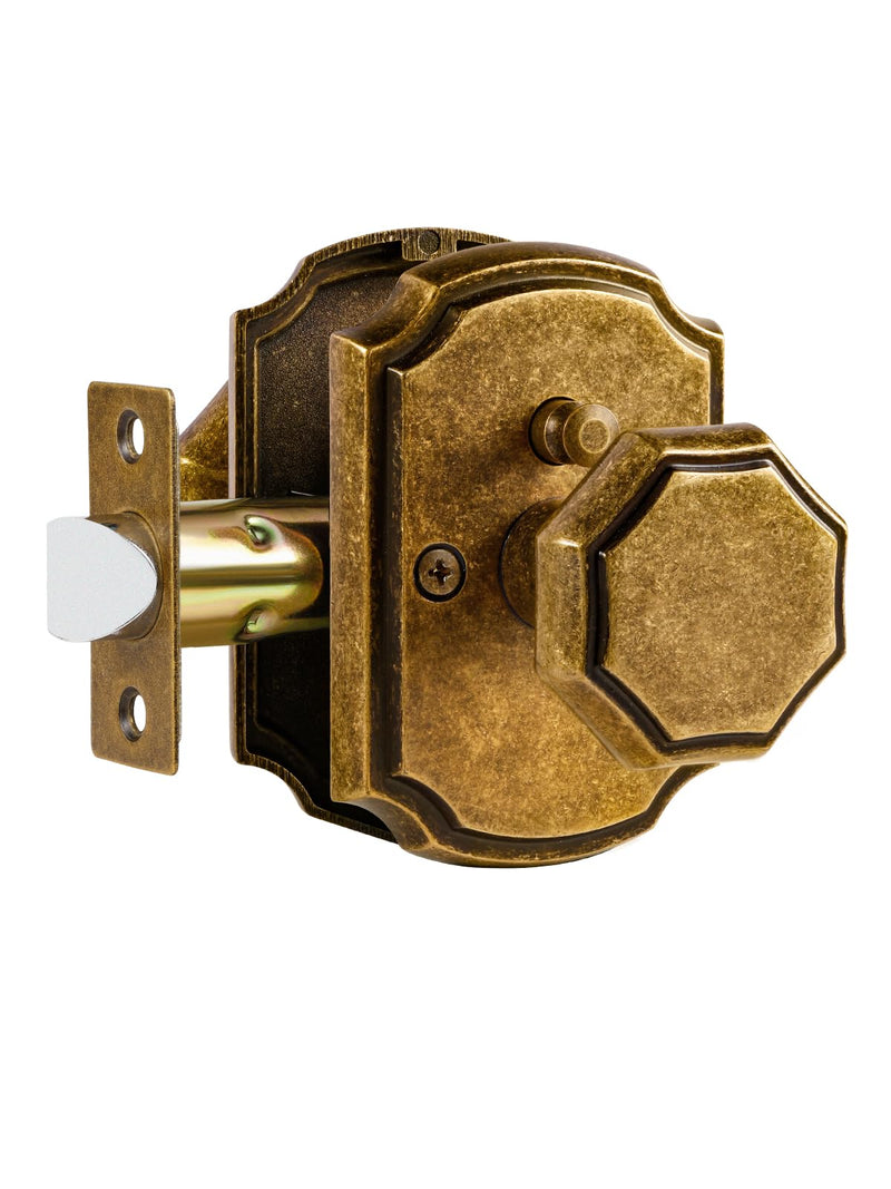 1 Pack Antique Brass Door Knobs Interior Privacy Door Knob with Lock for Bedroom and Bathroom,Zinc Alloy 1
