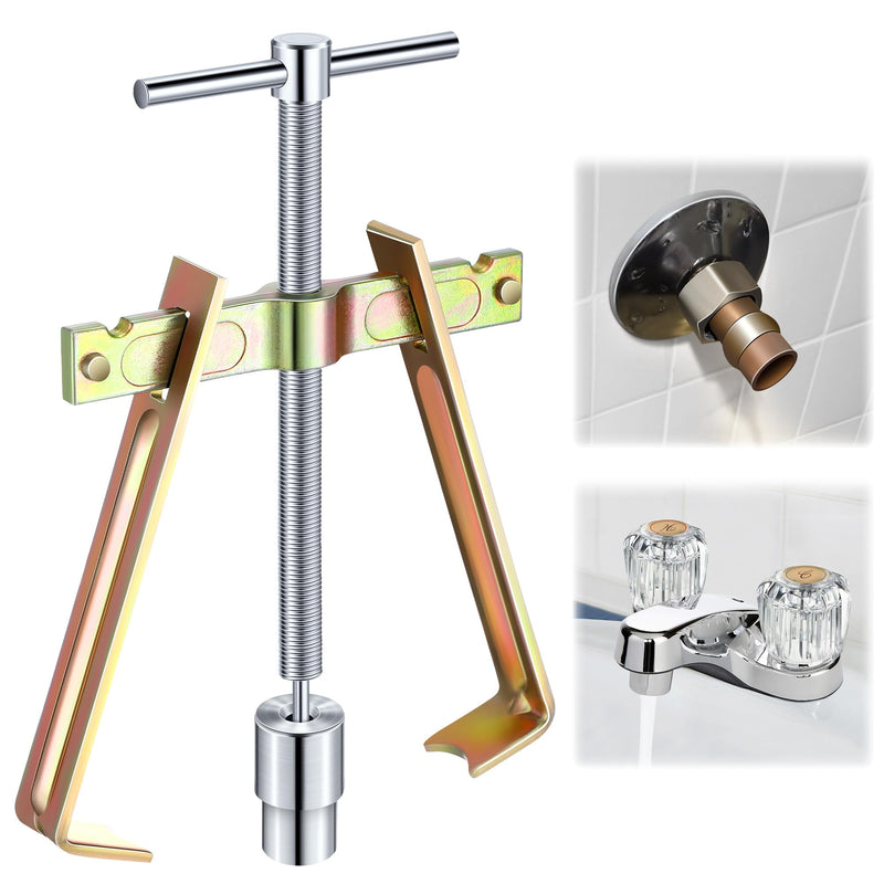 Enhon Faucet Handle Puller, Compression Sleeve Puller Tool with 1/2 Inch Compression Sleeve Removal Adapter, Adjustable Handle Sleeve Puller, Corroded & Frozen Supply Stops, Compression Ring Puller