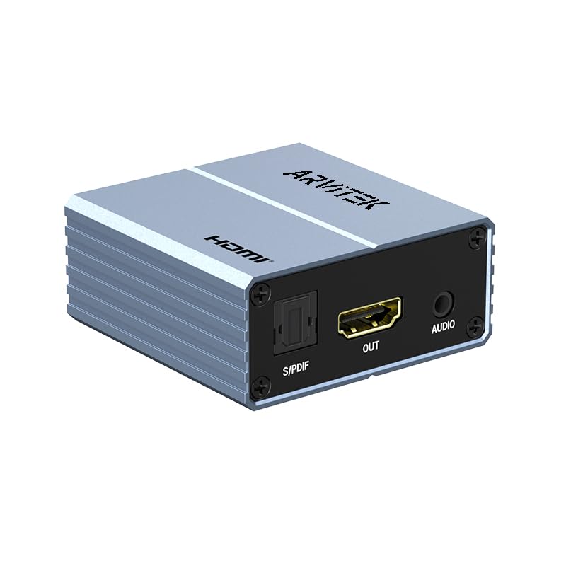 HDMI Audio Extractor 4k, HDMI to Optical Audio Adapter, HDMI Audio Splitter Converter with S/PDIF + 3.5mm AUX Output, Support 3 Audio Modes