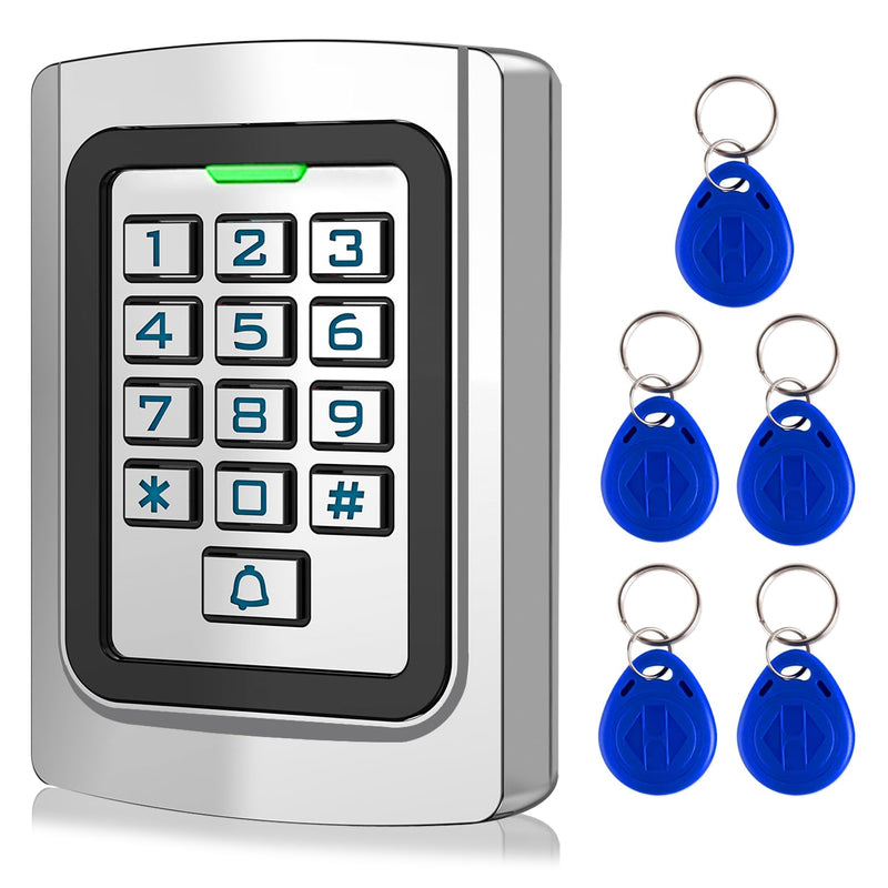 Access Control Keypad, Universal 12V 24VDC All Metal Case Digital Password PIN Code ID Keyfob Wired Door Keypad, IP68 Weatherproof, Backlight for Garage Door, Gate Opener and Access Control System K10ID