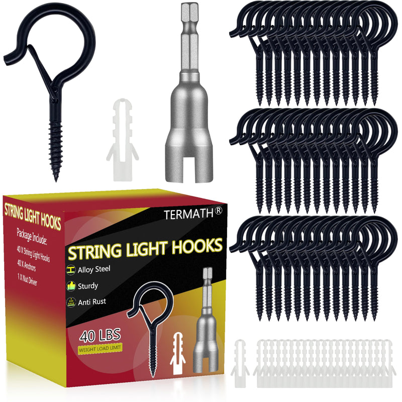 40PCS String Light Hooks with Spring Latch,Plant Hangers,Screw Eyes Hook 40 PCS Hooks