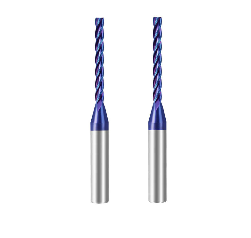 NACO Coating Up Cut Spiral CNC Router Bit 1/4 inch Shank 1/8 inch Cutting Diameter End Mill for Wood Cutting Carving Size 1/8x1-1/4x 2-1/2" (UPCUT, 2) UPCUT