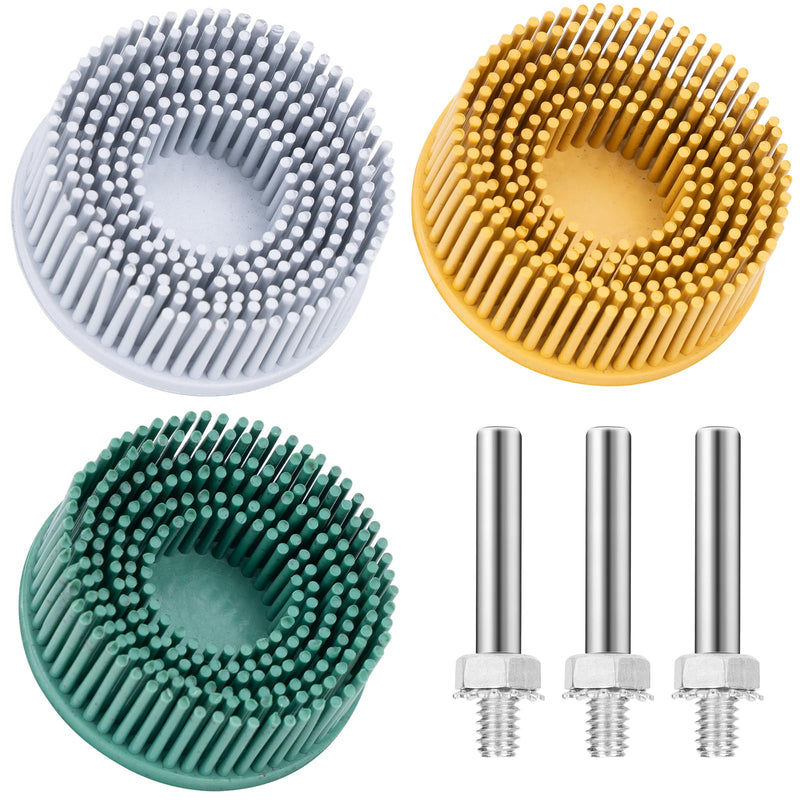 2 Inch Bristle Disc, 3 Pieces Bristle Disc Grade - 120# 80# 50# Grit Abrasive Coating Removal Disc for Metal with 1/4 Inch Shank Attachment