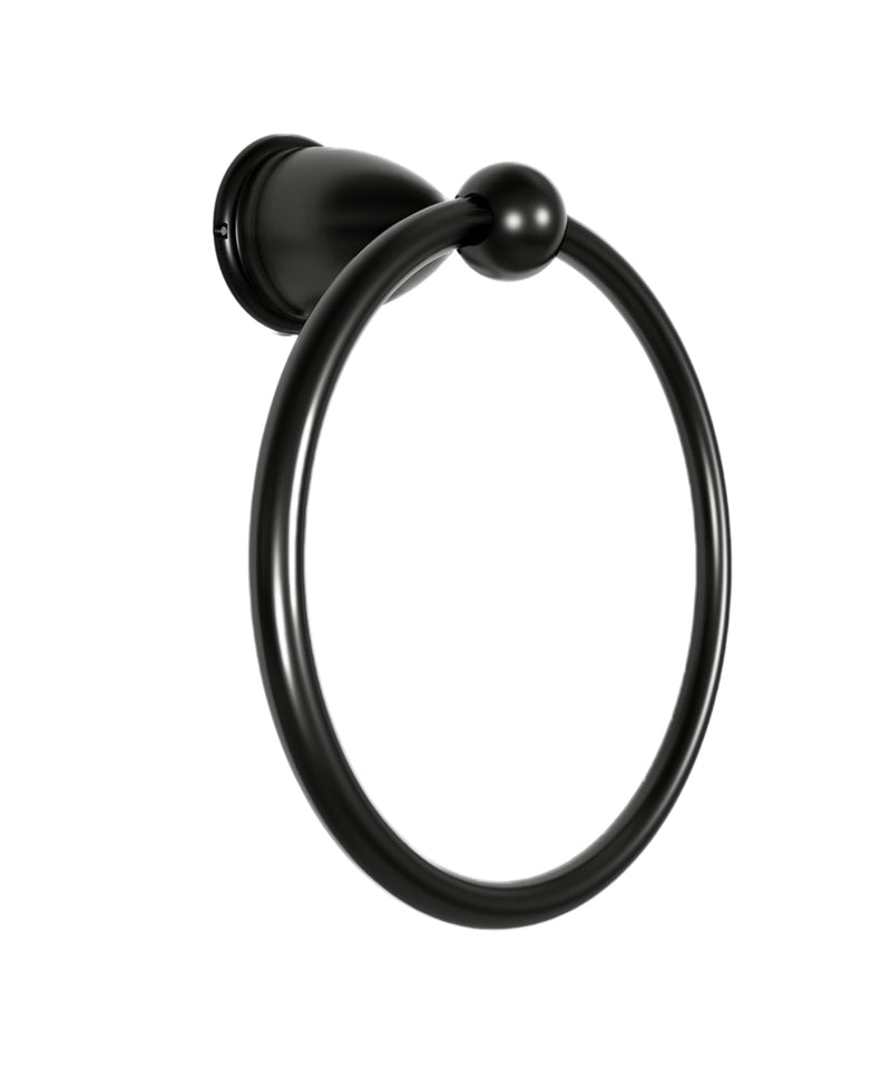 Marco Towel Ring Hook Wall Mounted (Black), Modern Double Towel Holder Hook, Dual Sided Shower Curtain Hooks for High End Bathroom Accessories Black