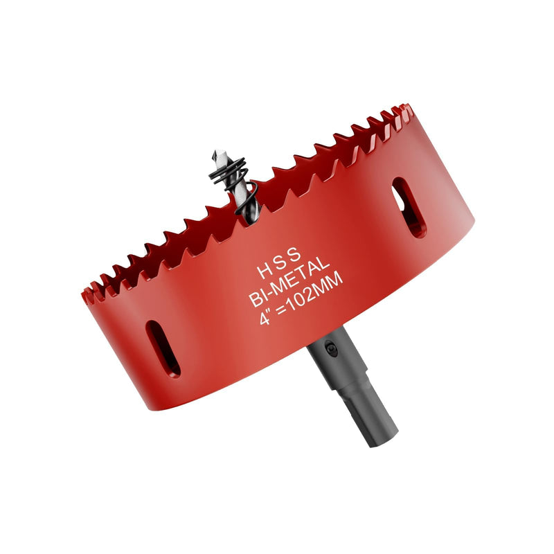 4 Inch Hole Saw - 102mm M42 HSS Bi-Metal Hole Cutter, Triangular Shank Hole Saw Drill Bit with Spring, Hole Saw Tools for Wood, Plywood, Plastic, Gypsum Board, Various Thin Metal Sheets 4"(102mm)
