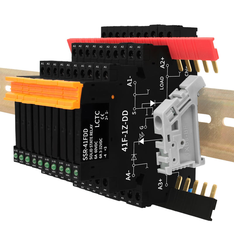 (10pcs) Solid State Relay DD 5V 12V 1.5A,Signal Relay for PLC,No Contact DC to DC;Input:3-32VDC;Output:5-60VDC;Din Rail 10