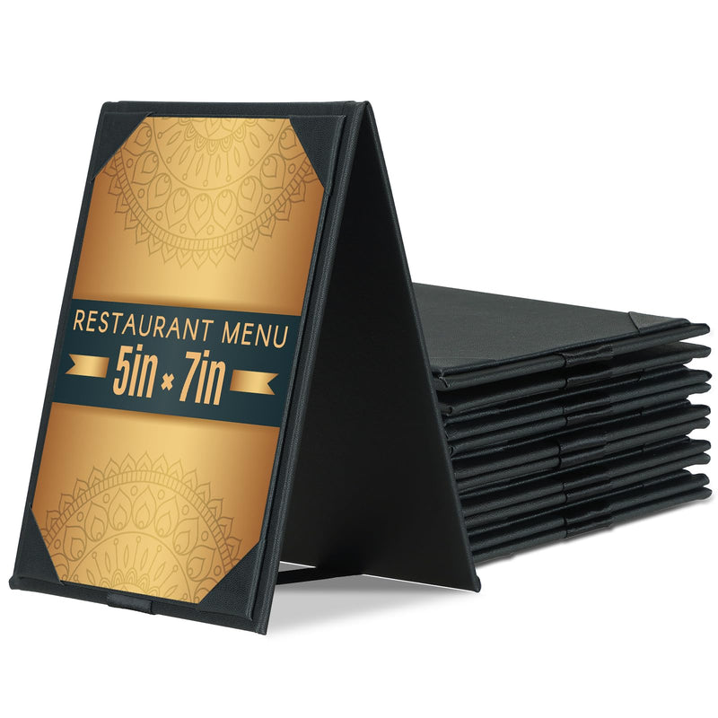 5" × 7" Table Tents, Leatherette PU Leather Double-Sided Menu Holders Menu A-Frame Sign Holders, 2 Side Menu Covers for Restaurant Coffee Cafe Bar Drink Dessert 5 Pack 5" × 7"