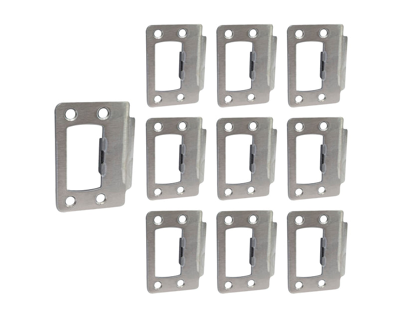 QCAA Solid Brass Universal Type Restorer Lock Strike Plate, 2-1/4" x 1-3/4", Satin Nickel, 10 Pack, MIT