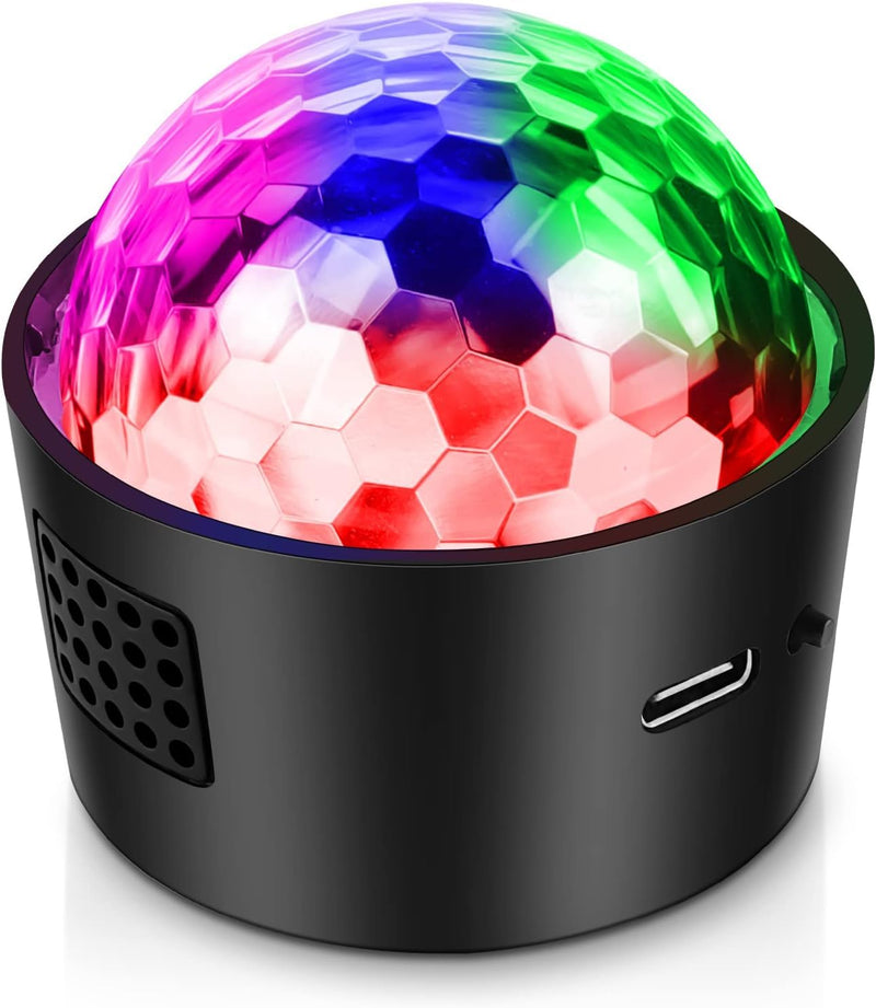 Mini Disco Ball Lights,Rechargeable Party Lights,Sound Activated RGB Strobe DJ Lights, Portable Battery Operated for Outdoor Indoor,Home Room Dance Parties Birthday 2025 New Year Gifts for Kids Small