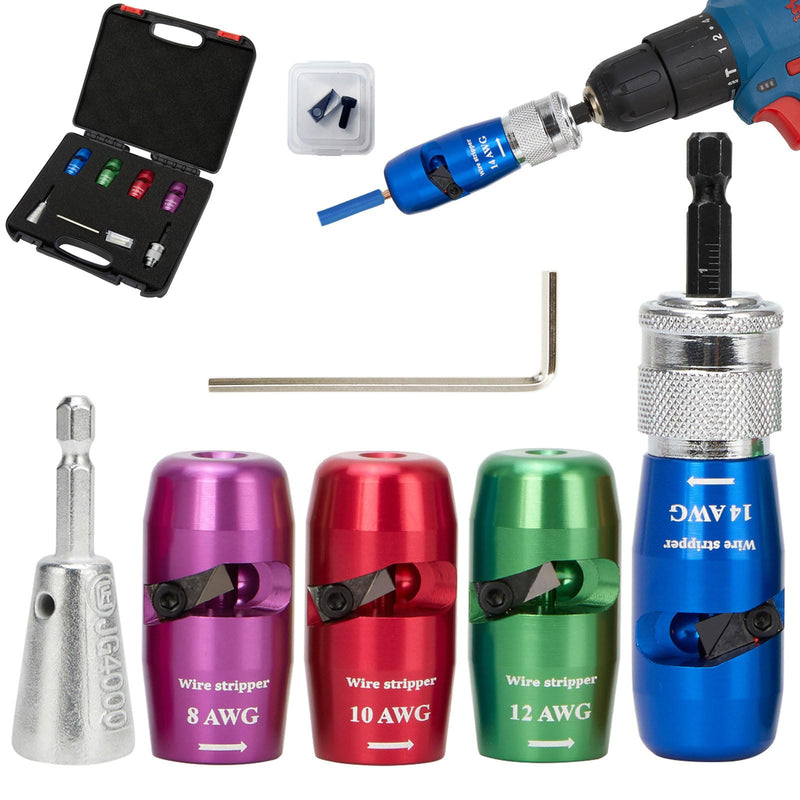 Wire Stripper Tool,Wire Stripping Tool,Wire Stripping And Twisting Tool,Wire Twister Tool For Drill,Electrical Tools,US AWG8/10/12/14 Cable Quick Stripping (1Set AWG8/10/12/14) 1Set And Twister
