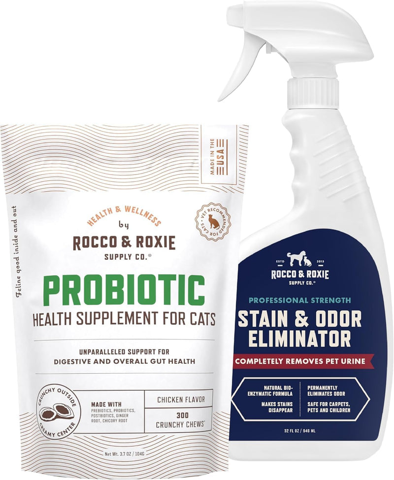 Rocco & Roxie Cat Probiotic Supplements & Stain & Odor Eliminator Bundle - NewNest Australia